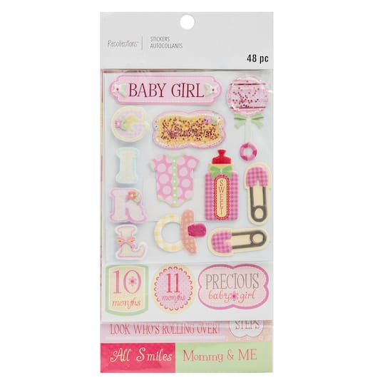 12 Pack: Traditional Baby Girl Dimensional Sticker Flip Pack by Recollections™